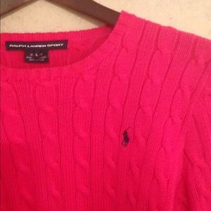 EUC! Pink Cotton Cable Sweater, Ralph Lauren Sport